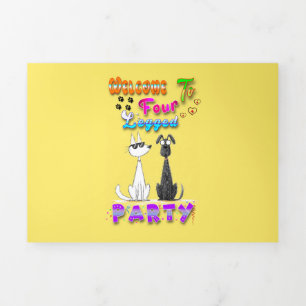 Faire-part Trois Volets Bienvenue à la fête à quatre pattes