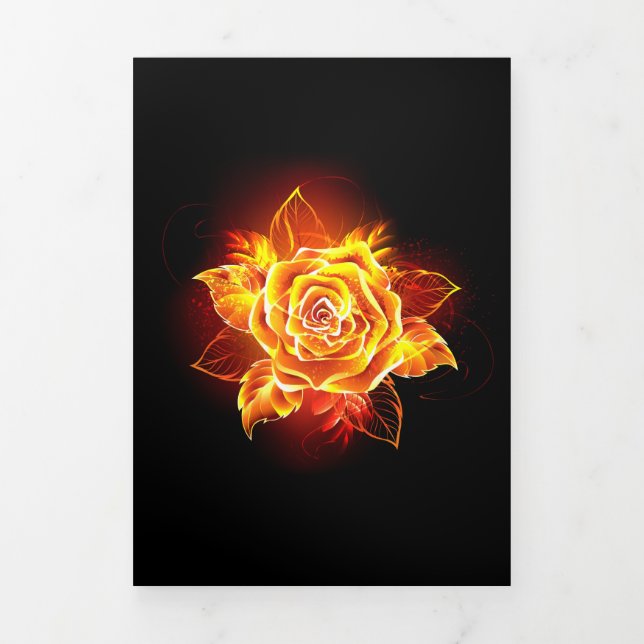 Faire-part Trois Volets Blooming Fire Rose (Page de couverture)