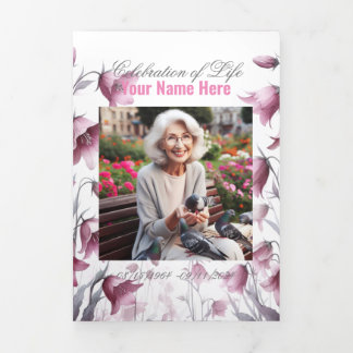 Faire-part Trois Volets Célébration de la vie funéraire service commémorat