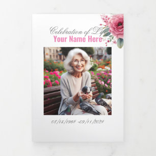 Faire-part Trois Volets Célébration de la vie funéraire service commémorat