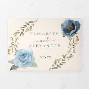 Faire-part Trois Volets Citrouille bleu de la marine chute en amour Mariag