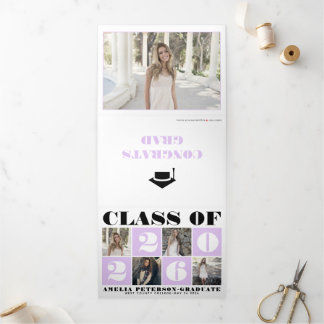Faire-part Trois Volets Classe de typographie de 2025 photo collage lavand