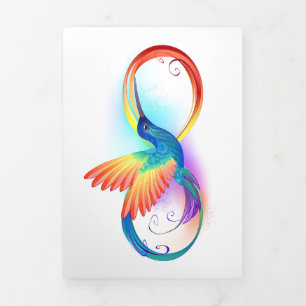 Faire-part Trois Volets Colibri arc-en-ciel avec symbole Infinity