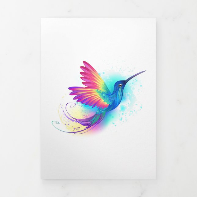Faire-part Trois Volets Colibri arc-en-ciel exotique (Page de couverture)