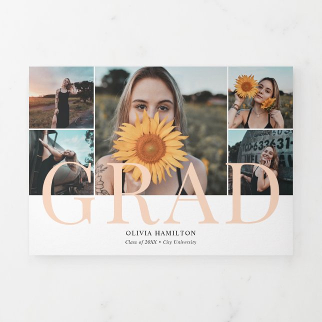 Faire-part Trois Volets Collage photo Grad Elegant (Page de couverture)