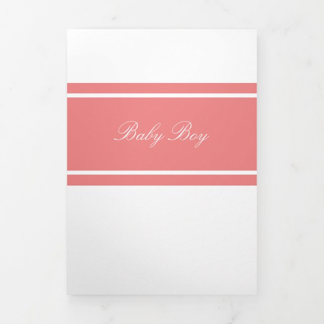 Faire-part Trois Volets Corail clair, 3 photo Collage bébé naissance (Page de couverture)