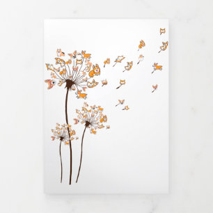 Faire-part Trois Volets Corgi Flower Fly Dandelion Chemise mignonne Amoure