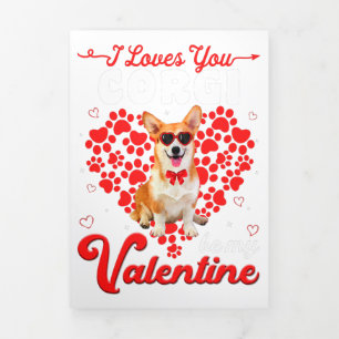 Faire-part Trois Volets Corgi Valentines Day Tee Funny Chien Valentine Cad