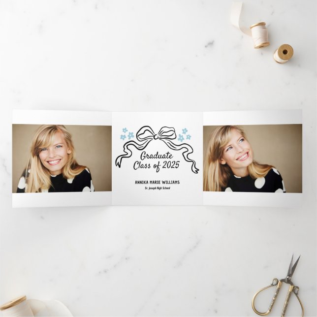 Faire-part Trois Volets Diplômé de la Bow Multi Photo 2025 (Intérieur)