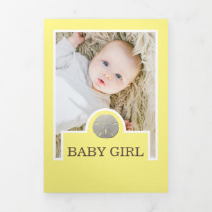 Faire-part Trois Volets Dollars De Sable De Plage, 6 Photo Collage Bébé Na