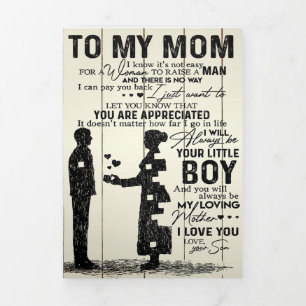 Faire-part Trois Volets Fils à ma mère Décor Cadeau pour maman