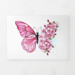 Faire-part Trois Volets Flower Butterfly