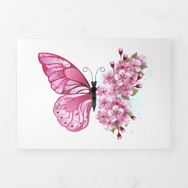 Faire-part Trois Volets Flower Butterfly (Page de couverture)