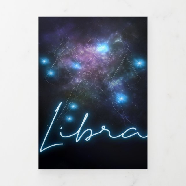 Faire-part Trois Volets Galaxy Libra Zodiac - Funny Libra Zodiac Lover Cad (Page de couverture)