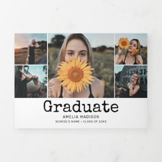 Faire-part Trois Volets Graduation Retro 10 Photo White