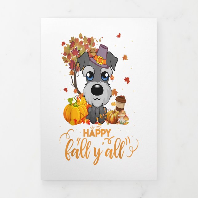 Faire-part Trois Volets Happy fall Yall Schnauzer Dog Thanksgiving (Page de couverture)