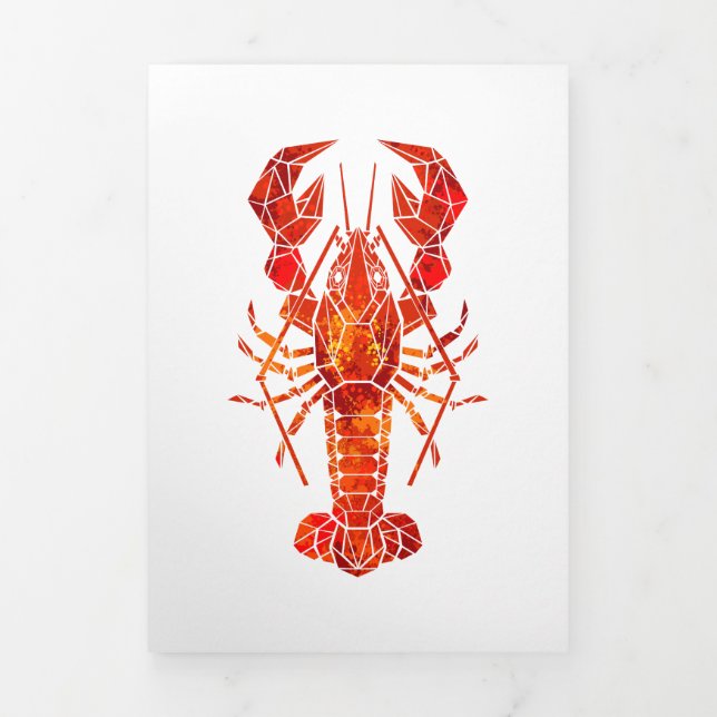 Faire-part Trois Volets Homard polygonal rouge (Page de couverture)