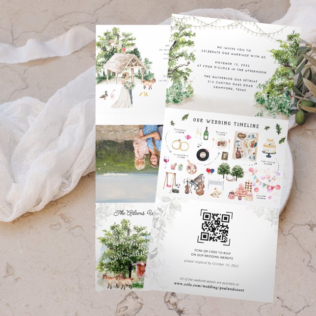 Faire-part Trois Volets Itinéraire du week-end mariage | Rassembler des ch (Créateur téléchargé)