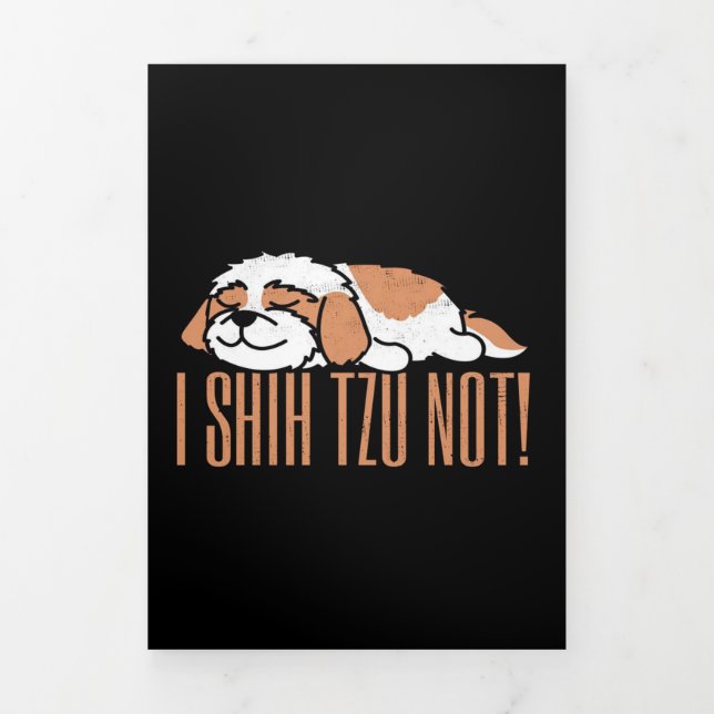 Faire-part Trois Volets Je chie tzu pas drôle de citation | Cadeau d'anniv (Page de couverture)