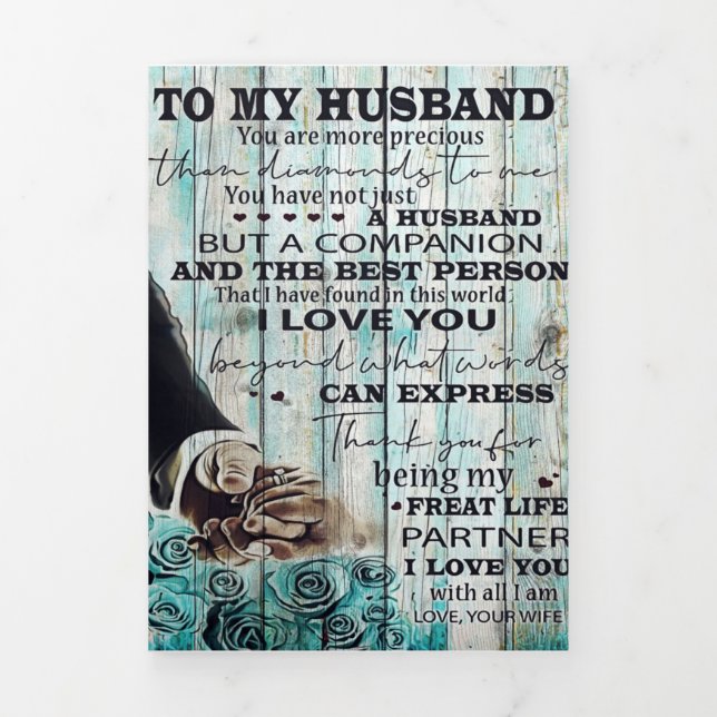 Faire-part Trois Volets Lettre à mon mari | Beau Cadeau Pour Mari (Page de couverture)