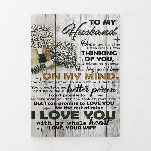 Faire-part Trois Volets Lettre mignonne au mari | Bel cadeau | Fête des pè (Page de couverture)