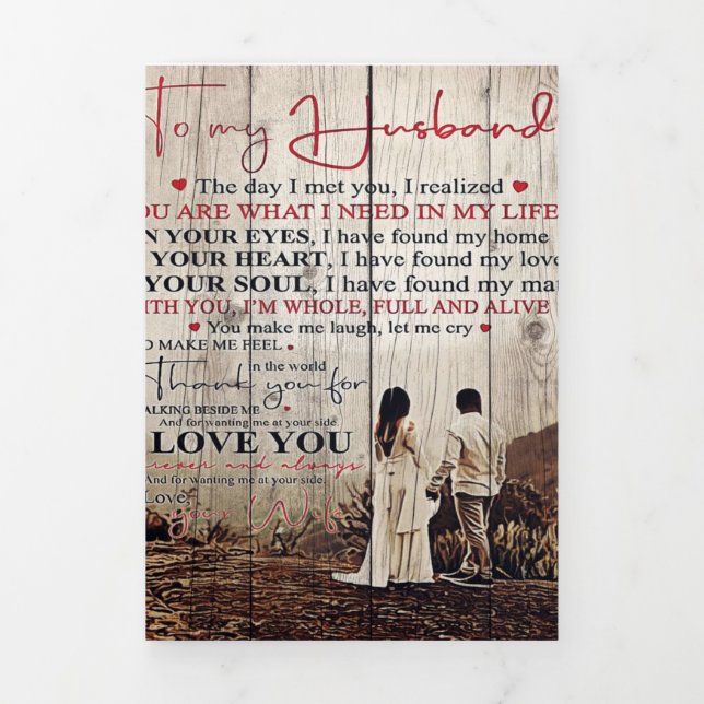 Faire-part Trois Volets Lettre pour lui | Cadeau cool pour mon mari (Page de couverture)