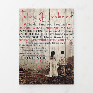 Faire-part Trois Volets Lettre pour lui   Cadeau cool pour mon mari