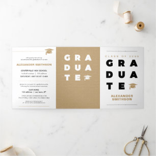 Faire-part Trois Volets Lettres et diplômes de Casquette Gold Bold