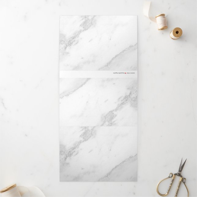 Faire-part Trois Volets Marbre Blanc (Extérieur)