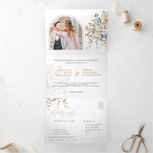 Faire-part Trois Volets Mariage d'aquarelle florale moelleuse