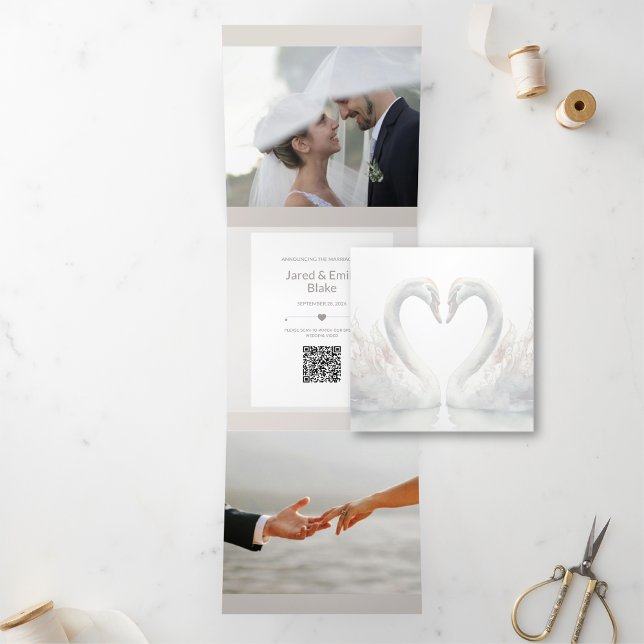 Faire-part Trois Volets Mariage spécial Ajouter une photo (Special Wedding Add Photo Tri-Fold Announcement)