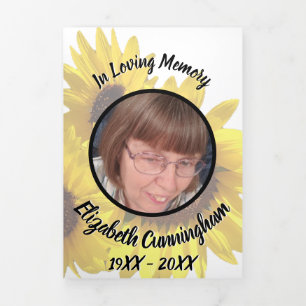 Faire-part Trois Volets Mémorial à cinq tournesols jaunes Musulmans