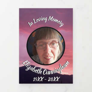 Faire-part Trois Volets Mémorial photo Pink Sunset Five