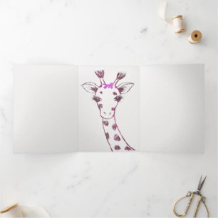 Faire-part Trois Volets Mme Giraffe Cute Sarcastic Design