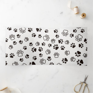 Faire-part Trois Volets Motif répété des pattes de chat