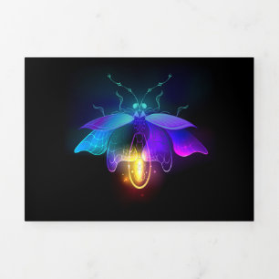 Faire-part Trois Volets Neon Firefly sur noir
