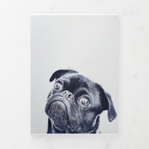 Faire-part Trois Volets Oeuvre artisanale de mignon Bulldog Cadeau de Bu