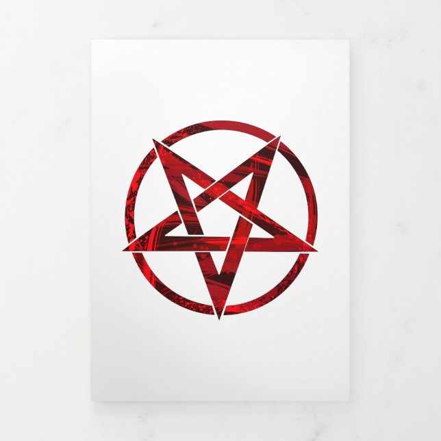 Faire-part Trois Volets Pentagramme du Diable Rouge (Page de couverture)
