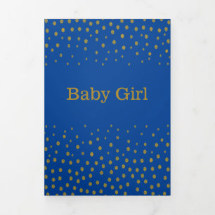 Faire-part Trois Volets Polka bleu et or point, 3 photo Collage de la nais