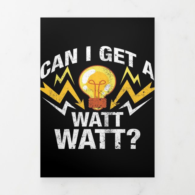 Faire-part Trois Volets Puis-je avoir un Watt Watt ? - Funny Electricien (Page de couverture)