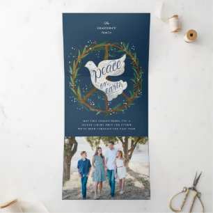 FAIRE-PART TROIS VOLETS SYMBOLE DE LA PAIX SUR LA TERRE LA DOVE EN PAIX LA