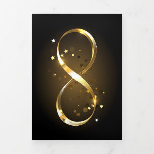 Faire-part Trois Volets Symbole d'infini doré