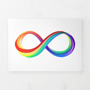 Faire-part Trois Volets Symbole d'infinité arc-en-ciel stratifié