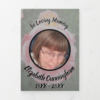 Faire-part Trois Volets Translucent Variegated Pink Roses Floral Photo