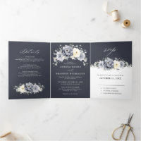Tri Mariage Hivernal Floral Ivoire Gris Argent Rus