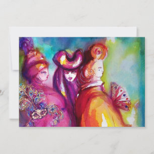 Faire-part TROISIÈME MASQUE boule mascarisée, or rouge jaune 