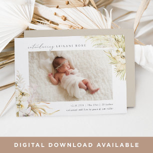 Faire-part Tropiques vintages Boho Floral Birth