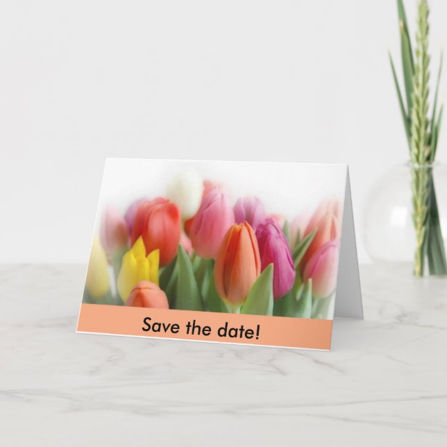 Faire-part Tulipes multicolores  Sauvegarder la date ! (Devant)