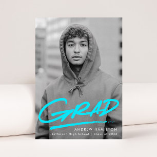 Faire-part Turquoise   Diplôme photo moderne pointillé