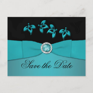 Faire-part Turquoise et noir Enregistrer la carte postale Dat